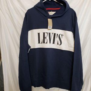 Levis Hoodie Adult Xxl Navy White Spellout New - image 1